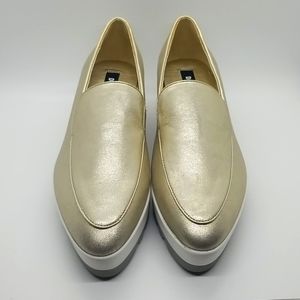 New DKNY Gold Tone Platform Loafers